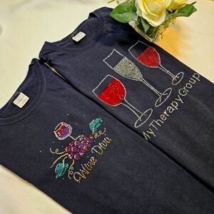 COPY - 2 Pc Lyn Dorf Wine Lovers Solid Black Tops Women's Size XL 100 %Cotton